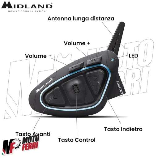 Interfono Midland Moto Bluetooth BTX2 Pro S LR Twin Coppia Doppio Moto