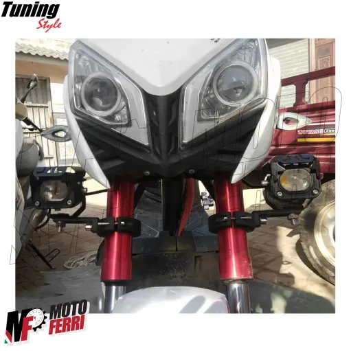 MF7956 Supporto Faretti Fari Supplementari Moto per Forcella 38 / 60 mm