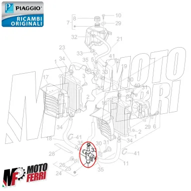 MF7965 Raccordi Tubi Radiatore Originale Vespa GTS 125 250 300 dal 2005 al 2024