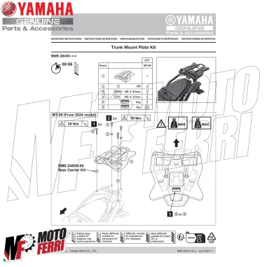MF8079 Piastra Supporto Bauletto Originale Yamaha MT-09 / SP mod 2024 2025