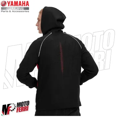 MF2795 Felpa Originale Yamaha Revs con Zip e Cappuccio da Uomo Nero Rosso