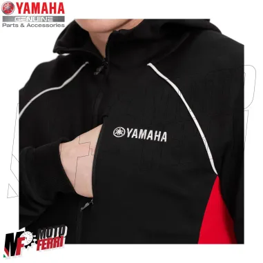 MF2795 Felpa Originale Yamaha Revs con Zip e Cappuccio da Uomo Nero Rosso