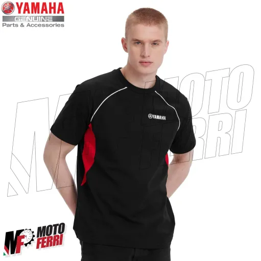 MF2797 Maglia T-Shirt Originale Yamaha Revs Uomo Racing Nero Rosso