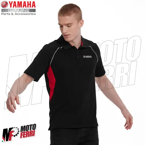 MF2796 Polo da Uomo Originale Yamaha REVS Nero Rosso
