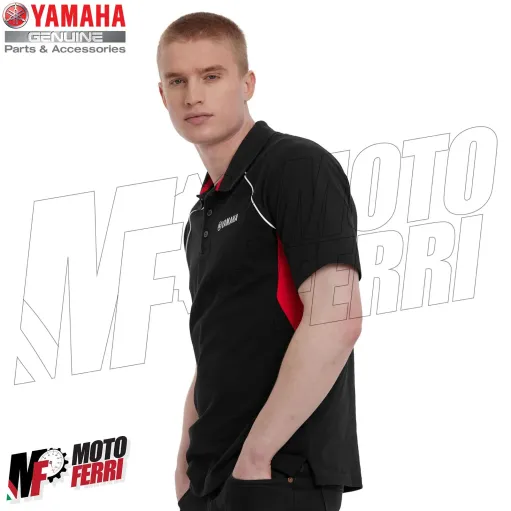 MF2796 Polo da Uomo Originale Yamaha REVS Nero Rosso