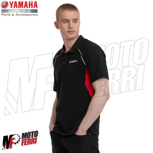 MF2796 Polo da Uomo Originale Yamaha REVS Nero Rosso