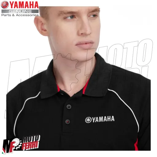 MF2796 Polo da Uomo Originale Yamaha REVS Nero Rosso