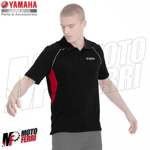 MF2796 Polo da Uomo Originale Yamaha REVS Nero Rosso