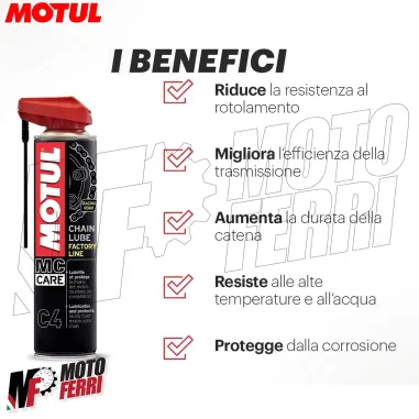 MF2409 Kit Spazzola Grasso Catena Motul C4 Factory Line + C1 Chain Clean 400ML
