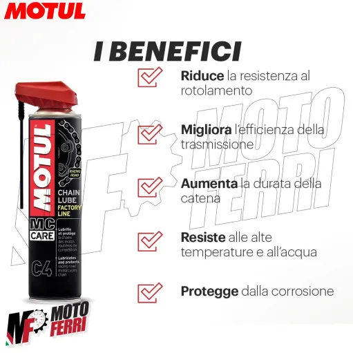 MF2409 Kit Spazzola Grasso Catena Motul C4 Factory Line + C1 Chain Clean 400ML