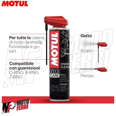 MF2409 Kit Spazzola Grasso Catena Motul C4 Factory Line + C1 Chain Clean 400ML
