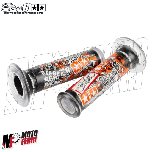 MF5059 Manopole Stage6 StickerBomb Grip Nero Arancione Rosso Universali Scooter
