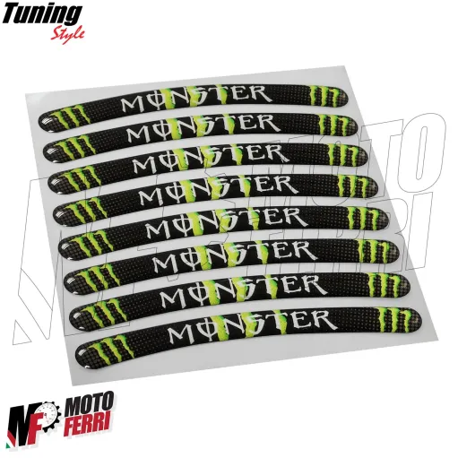 MF2941 Adesivi Cerchi 3D Gel Monster Energy Universale Moto Scooter Cross E-Bike