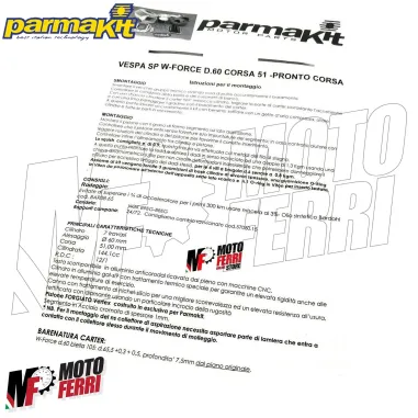 MF1452 KIT CILINDRO PARMAKIT W-FORCE RED DEVIL 60x51 LAMELLARE 144 VESPA SMALL