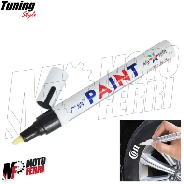 MF8153 Pennarello Pneumatici Gomme Bianco Scritte Indelebile Resistente Moto