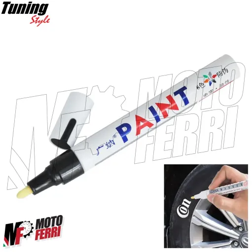 MF8153 Pennarello Pneumatici Gomme Bianco Scritte Indelebile Resistente Moto