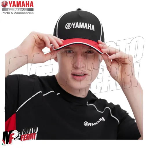 MF8156 Cappello Berretto Originale Yamaha REVS Adulto Nero / Rosso / Bianco