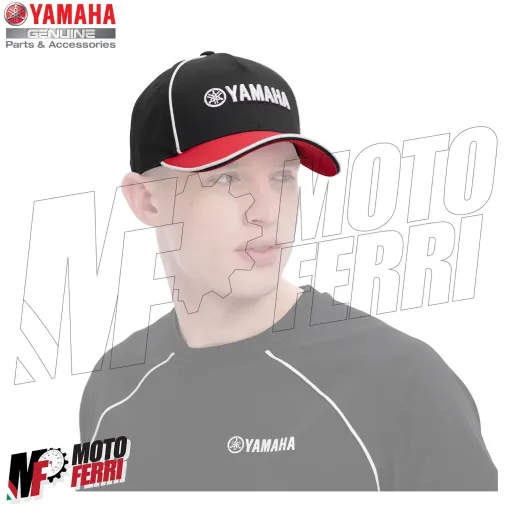 MF8156 Cappello Berretto Originale Yamaha REVS Adulto Nero / Rosso / Bianco