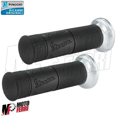 MF5316 Coppia Manopole Nero / Cromato Originale Vespa PX 125 150 200 Millenium