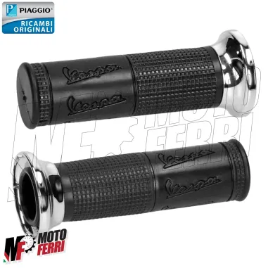 MF5316 Coppia Manopole Nero / Cromato Originale Vespa PX 125 150 200 Millenium