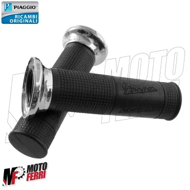 MF5316 Coppia Manopole Nero / Cromato Originale Vespa PX 125 150 200 Millenium