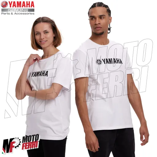 MF8204 Maglia T-Shirt Originale Yamaha Revs Essential Unisex Uomo Donna Bianco