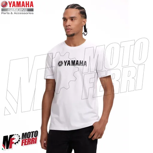 MF8204 Maglia T-Shirt Originale Yamaha Revs Essential Unisex Uomo Donna Bianco