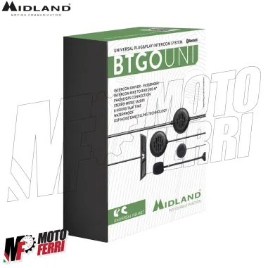 Interfono Midland BTGO Uni Bluetooth Casco Moto Scooter Jet Integrale Modulare