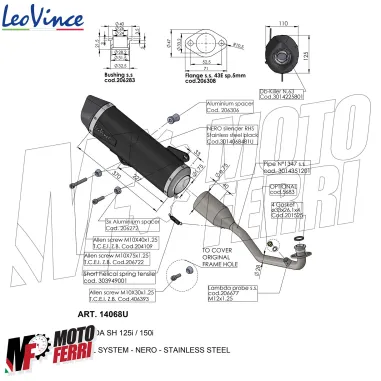 MF8261 Scarico Completo LeoVince Honda SH 125 150 mod 2020 2021 2022 2023 2024