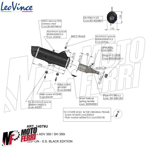 MF8262 Scarico Marmitta LeoVince Slip-On Honda ADV 350 E5 2022 2023 2024