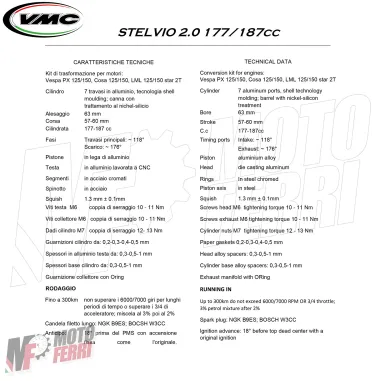 MF8313 Kit Cilindro VMC Stelvio 2.0 Dm 63 Alluminio 177 187 cc Vespa PX 125 150