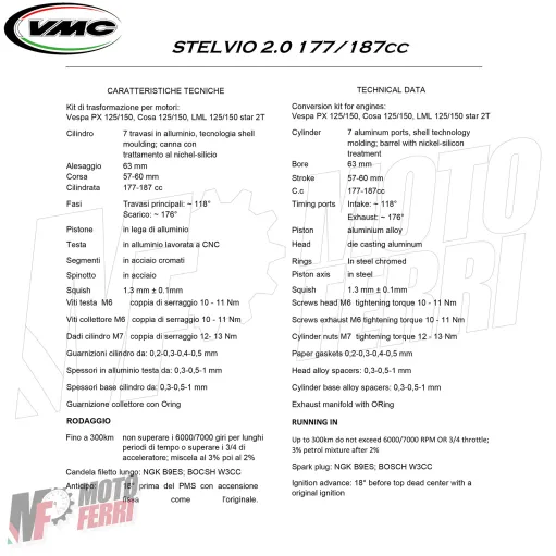 MF8313 Kit Cilindro VMC Stelvio 2.0 Dm 63 Alluminio 177 187 cc Vespa PX 125 150