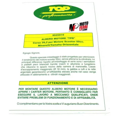 MF1515 ALBERO MOTORE TOP TPR CORSA 39,2 MM SPINOTTO 10 AEROX F12 F15 SR NITRO