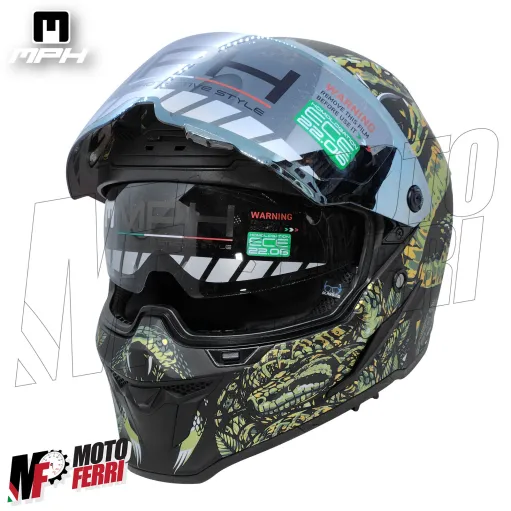 Casco Integrale MPH Blade Cobra - Doppia Visiera - Pinlock - Visierino Parasole - 22.06