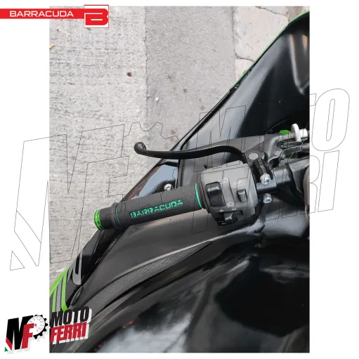 MF5023 Manopole Barracuda Racing Nero Verde Universale Moto Kawasaki Ninja Z900