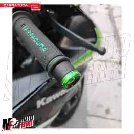 MF7051 Stabilizzatori Manubrio Barracuda B-Lux Verde Nero CNC Universale Moto 2