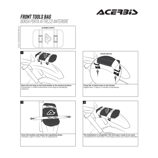 MF4487 Borsa Acerbis Porta Attrezzi da Parafango Anteriore Enduro Cross 2 Lt