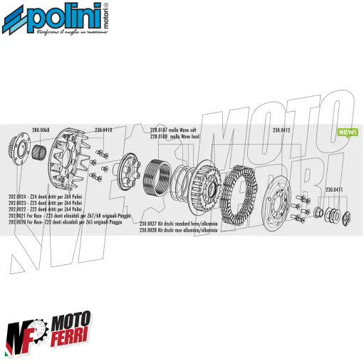 MF8587 Frizione Polini Z 23 For Race 4 Dischi Vespa PX PE 125 150 177 200 Cosa