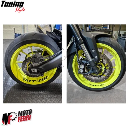 MF8660 Adesivi per Cerchi Yamaha MT-09 Nero Lucido Anteriore e Posteriore