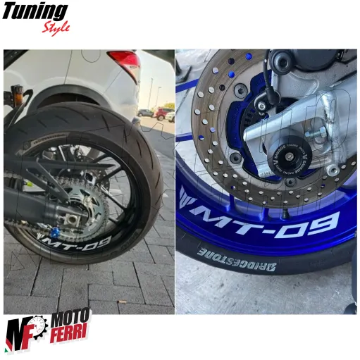 MF8660 Adesivi per Cerchi Yamaha MT-09 Argento Silver Anteriore e Posteriore