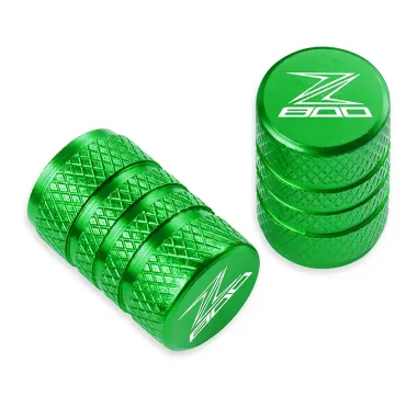 MF8668 Tappi Copri Valvola Kawasaki Z800 / Z800e in CNC Verde Cerchio Ant+Post
