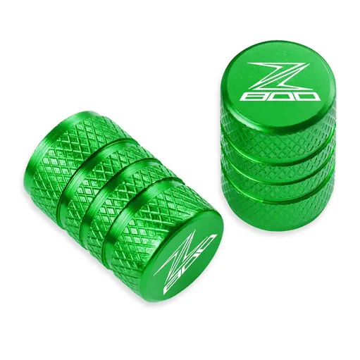 MF8668 Tappi Copri Valvola Kawasaki Z800 / Z800e in CNC Verde Cerchio Ant+Post