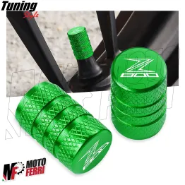 MF8668 Tappi Copri Valvola Kawasaki Z800 / Z800e in CNC Verde Cerchio Ant+Post 2