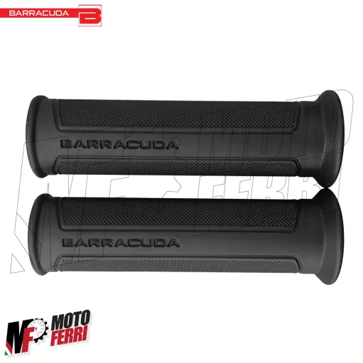MF2064 Coppia Manopole Barracuda Basic Universali Nere Gomma Honda Yamaha Ducati BMW Suzuki Kawasaki