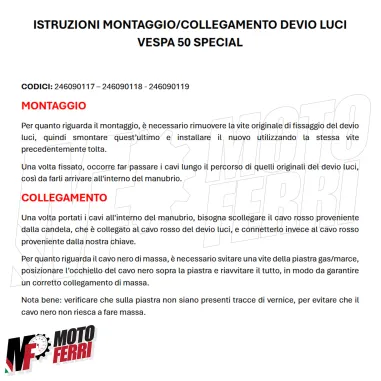 MF8704 Coperchio Commutatore EVOK Devio Luci a Chiave Piaggio Vespa 50 Special