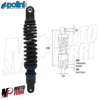 MF8761 Ammortizzatore Posteriore Polini Regolabile Aerox F12 Booster SR 290mm