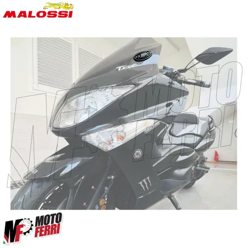MF2539 Tappi Coperchi Malossi Specchietti Nero Lucido Yamaha TMax 500 2008 / 2011