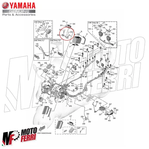 MF8786 Supporto Anteriore Bloccasterzo Originale Yamaha TMax 560 da 2022 al 2025