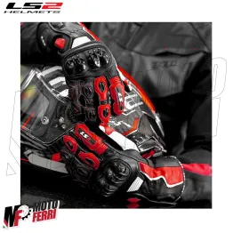 MF8815 Guanti in Pelle Moto Lunghi con Protezion LS2 SWIFT Rosso Bianco Nero 2