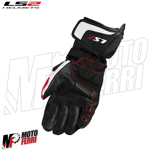 MF8815 Guanti in Pelle Moto Lunghi con Protezion LS2 SWIFT Rosso Bianco Nero